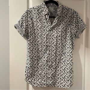 Denim & Flower Ricky Singh button down short sleeve white floral men’s small